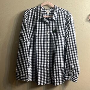 LL Bean Navy and White Checked Buttondown - Sz 2X - NWT